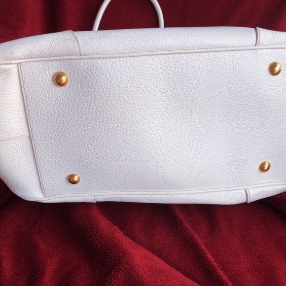 White Prada Leather Doctor Bag with Gold HW - Picture 7 of 8